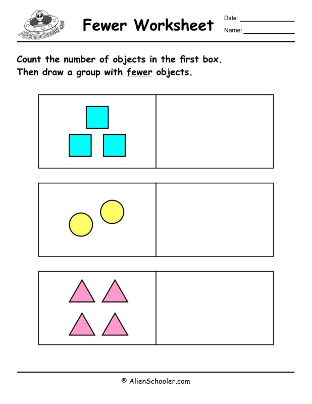 Draw Fewer Worksheet