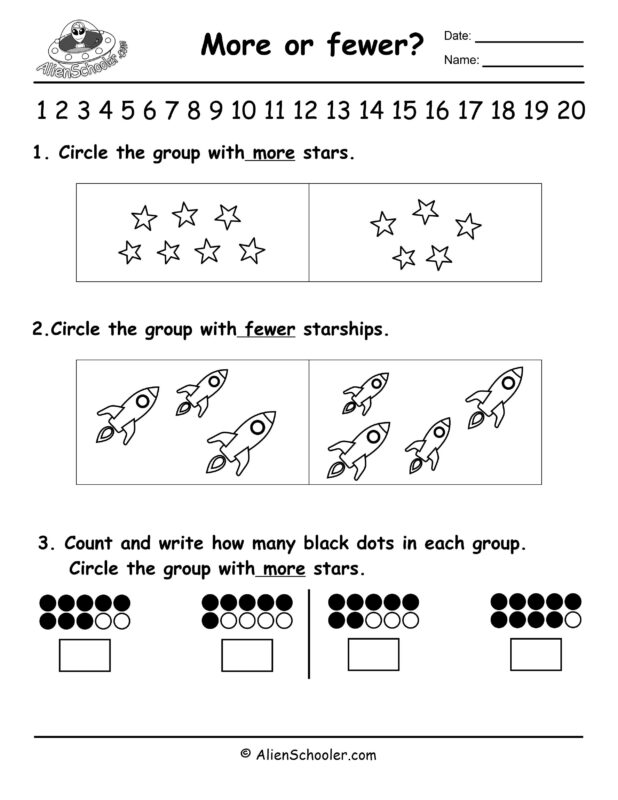 More or Fewer Worksheet