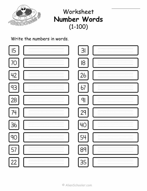 Number Words 1-100 Worksheet #1