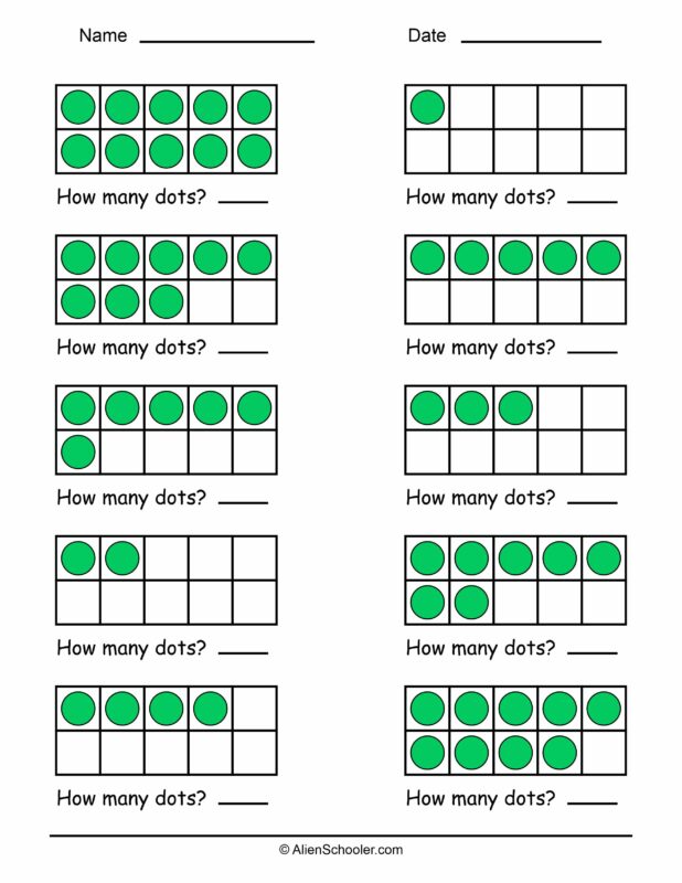 Ten-Frames Count and Write – Worksheet 2