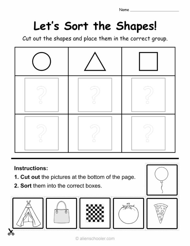 Sorting by Shape Worksheet – Match Objects to Their Shape for Kindergarten