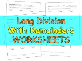 Long division with remainders practice worksheets